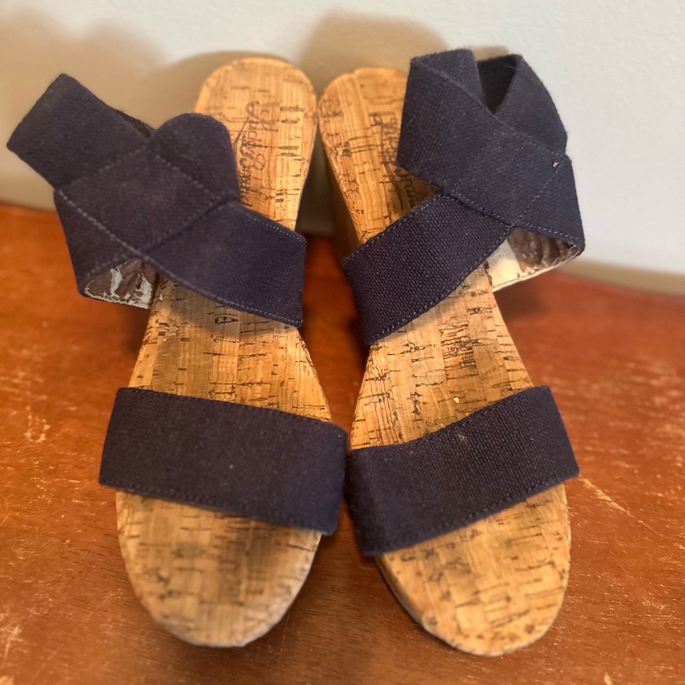 🌼Lucky Brand Navy Wedge Sandals - Picture 3 of 7